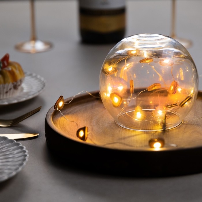 Гирлянда &laquo;Нить&raquo; 2 м роса с насадками &laquo;Сердце&raquo;, IP20, серебристая нить, 20 LED, батарейки ААх2 (нет в комплекте), свечение тёплое белое