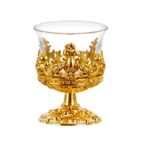 Подсвечник стекло, пластик на 1 свечу "Вьюнок" бокал на ножке золото 7,5х6х6 см