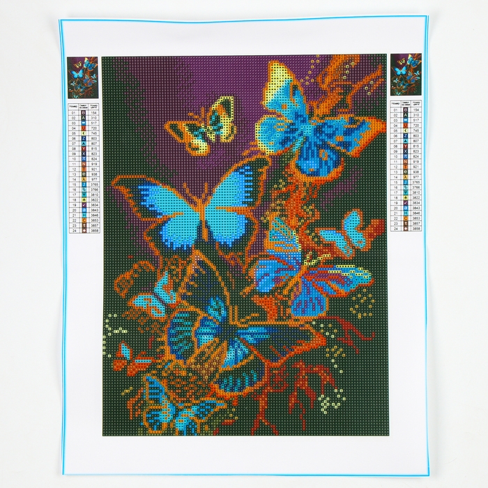 Алмазная мозаика с полным заполнением на холсте «Бабочки», 30 х 40 см Алмазная мозаика с полным заполнением на холсте «Бабочки», 30 х 40 см