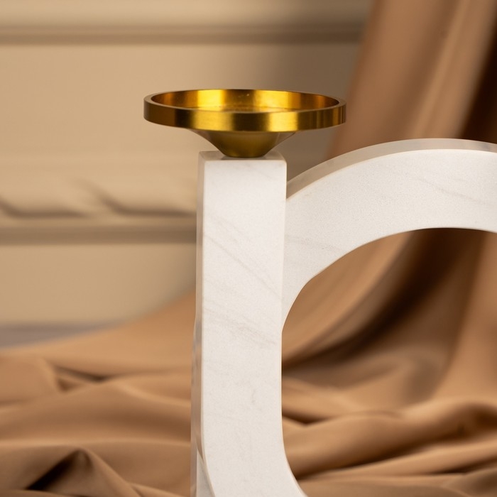 Подсвечник латунь, мрамор &laquo;Камелия&raquo; 19 х 18 х 8 см