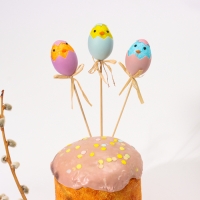 Декор на палочке &laquo;Цыплята&raquo;, пасхальный, 3 шт., 4 &times; 12,5 &times; 25 см