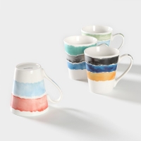 Набор кружек фарфоровых Доляна «Цветной дым», 4 предмета: 340 мл Набор кружек фарфоровых Доляна «Цветной дым», 4 предмета: 340 мл