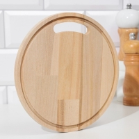 Доска разделочная деревянная с желобом "Круг" 20х20х0,8 см береза Доска разделочная деревянная с желобом "Круг" 20х20х0,8 см береза