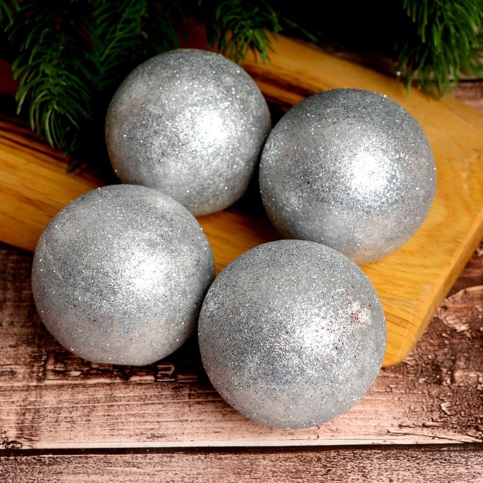 Фигурка для поделок и декора &laquo;Шар&raquo;, набор 4 шт., размер 1 шт: 6 см, цвет серебро