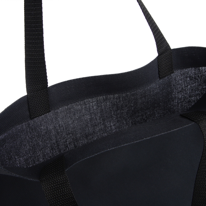 Шопер "Тропики", 35х0,5х40, принт с блестками, без подклада, чёрный