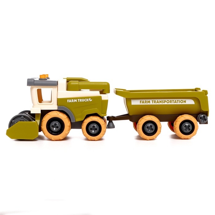 Конструктор винтовой &laquo;Комбайн с прицепом&raquo;, с отвёрткой