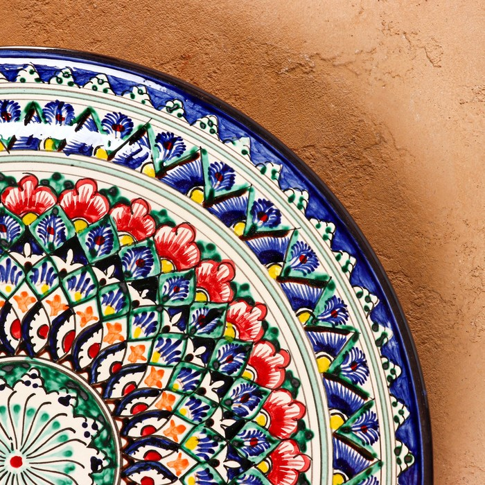 Ляган Риштанская Керамика Ляган Риштанская Керамика "Узоры", 36 см, синий