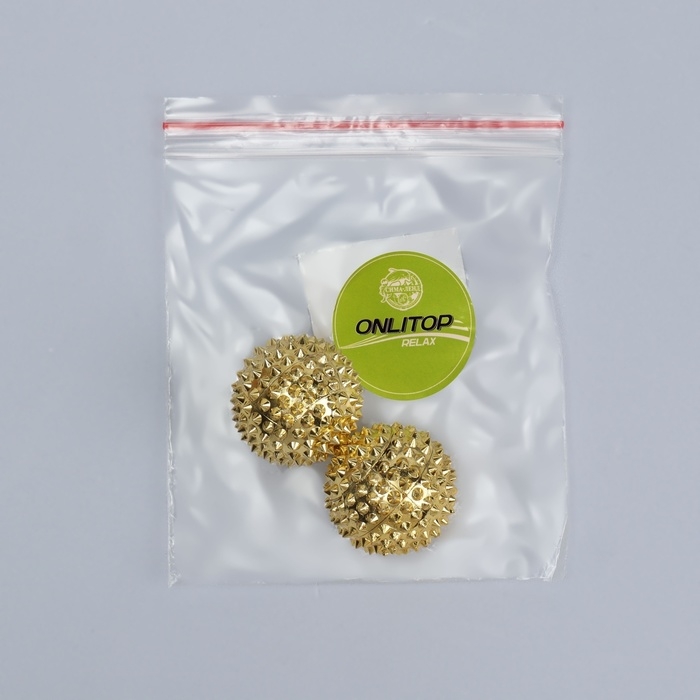 Набор массажёров с магнитом, «Шары», d = 3 см, 2 шт, цвет золотистый Набор массажёров с магнитом, «Шары», d = 3 см, 2 шт, цвет золотистый