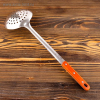 Шумовка для казана узбекская 43см, диаметр 12см, с деревянной ручкой Шумовка для казана узбекская 43см, диаметр 12см, с деревянной ручкой