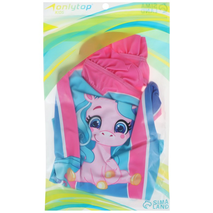 Купальник для девочек + шапочка ONLYTOP, р. 30, рост 116 см, обхват 46-52 см