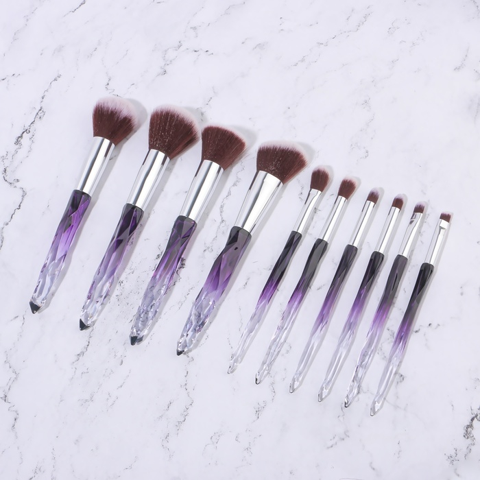 Набор кистей для макияжа &laquo;Luminous&raquo;, 10 предметов, PVC - чехол, цвет чёрный/фиолетовый