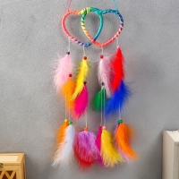 Ловец снов "Сплетённые сердца" яркие перья 55 см Ловец снов "Сплетённые сердца" яркие перья 55 см