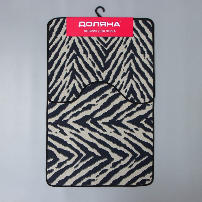 Набор ковриков для ванной и туалета Доляна &laquo;Зебра&raquo;, 2 шт, 50&times;80 см, 50&times;40 см