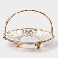 Фруктовница металлическая &laquo;Хайгарден&raquo;, 26&times;18&times;19 см, съёмная ручка, цвет металла золотой