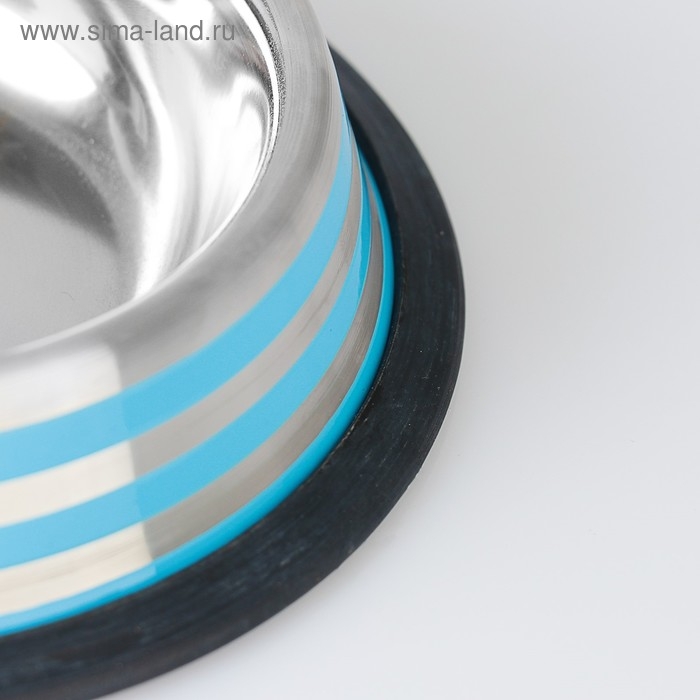 Миска с нескользящим основанием с цветными полосками, 230 мл, голубая Миска с нескользящим основанием с цветными полосками, 230 мл, голубая