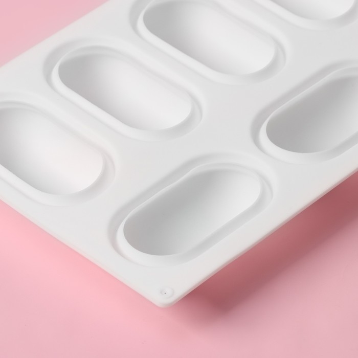 Форма для муссовых десертов и выпечки Доляна &laquo;Раузи&raquo;, 30&times;17,5&times;3,5 см, 8 ячеек (8,7&times;4,7 см), цвет белый