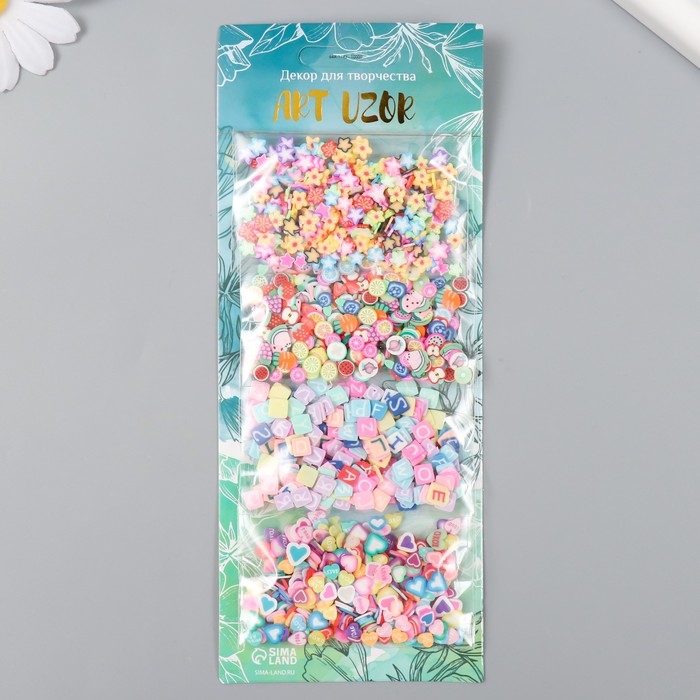 Декор для творчества пластик "Фруктовая любовь" набор 4 вида х 5 гр 8х20 см