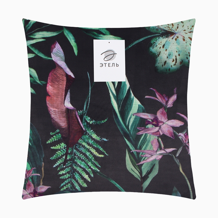 Наволочка декоративная Этель Tropical leaves 45х45см, полиэстер, велюр