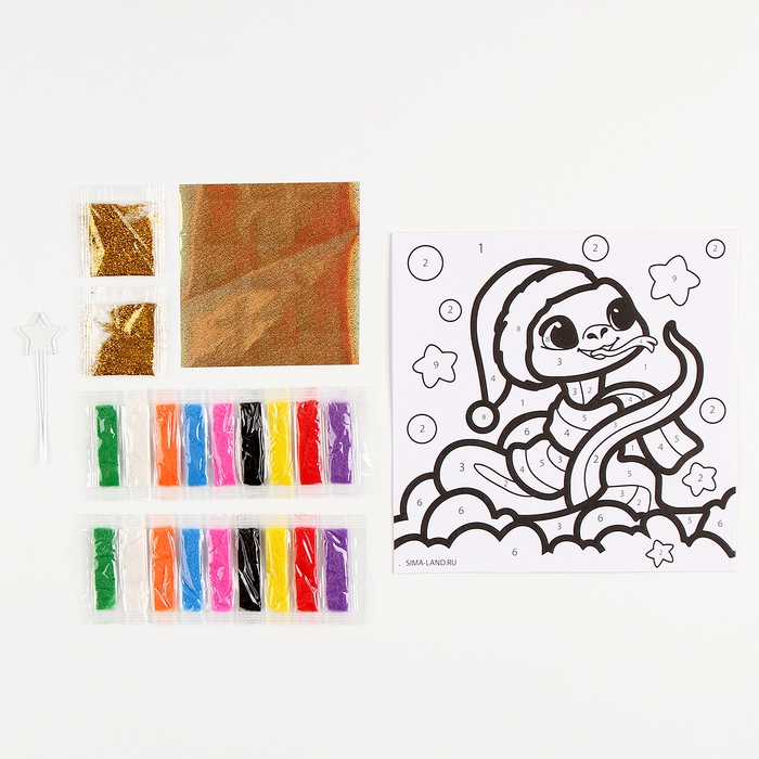 Сияющая фреска на новый год &laquo;Веселая Змейка&raquo;&raquo;, новогодний набор для творчества, символ года 2025