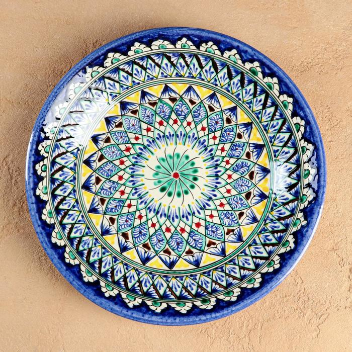Тарелка Риштанская Керамика Тарелка Риштанская Керамика "Цветы", 26 см, синяя микс