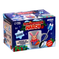 Декор кружки и ложки полимерной глиной на новый год «Зайка и подарок», новогодний набор для творчества Декор кружки и ложки полимерной глиной на новый год «Зайка и подарок», новогодний набор для творчества