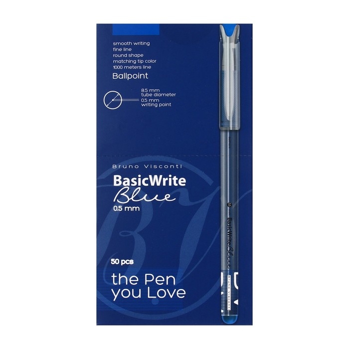 Ручка шариковая Bruno Visconti BasicWrite Basic, 0,5 мм, синие чернила