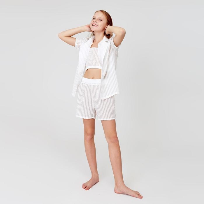 Рубашка с коротким рукавом для девочки MINAKU: Light touch цвет белый, рост 134 Рубашка с коротким рукавом для девочки MINAKU: Light touch цвет белый, рост 134