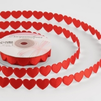 Лента фигурная &laquo;Сердечки&raquo;, 16 мм, 9 &plusmn; 0,5 м, цвет красный