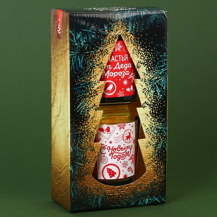 Свечи в стакане новогодние «Новый год: Счастья от Деда Мороза», набор, 2 шт., аромат корица и апельсин Свечи в стакане новогодние «Новый год: Счастья от Деда Мороза», набор, 2 шт., аромат корица и апельсин