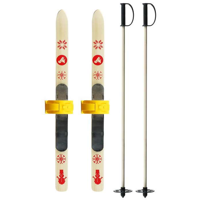 Лыжный комплект Baby, 70 см с креплениями и палками длиной 70 см, цвета микс Лыжный комплект Baby, 70 см с креплениями и палками длиной 70 см, цвета микс