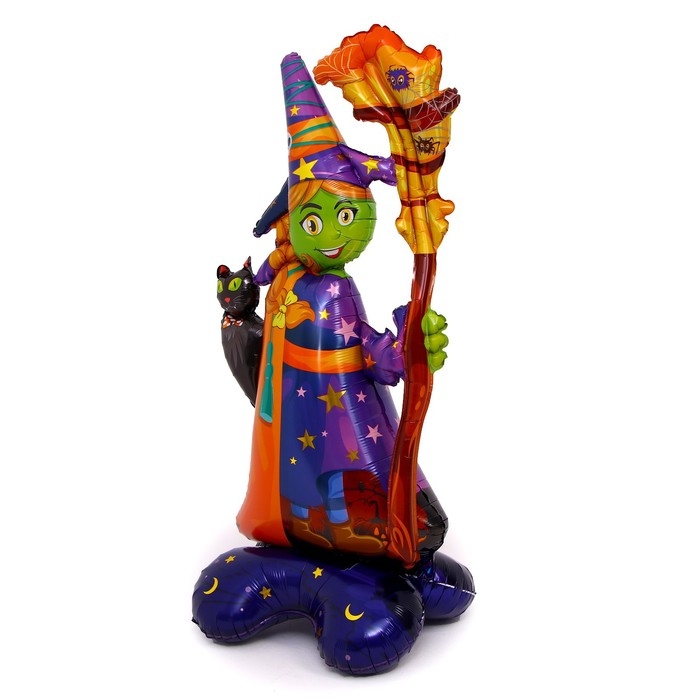 Шар фольгированный 60" &laquo;Ведьмочка на подставке&raquo;, под воздух