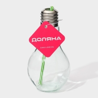 Бокал стеклянный для коктейля Доляна &laquo;Лампочка&raquo;, 500 мл, с трубочкой, откручивающаяся крышка