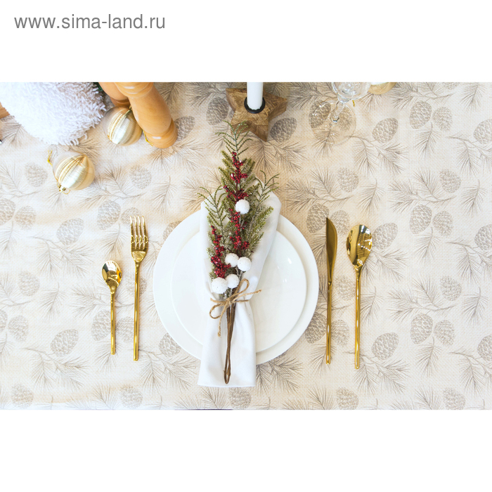 Скатерть "Этель" Еловые ветви 220х148+/- 3см, 100% хлопок, саржа 190 гр/м2