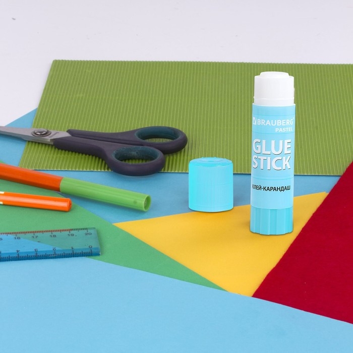 Клей-карандаш PVP 15г BRAUBERG PASTEL, Набор 4шт , блистер 271250