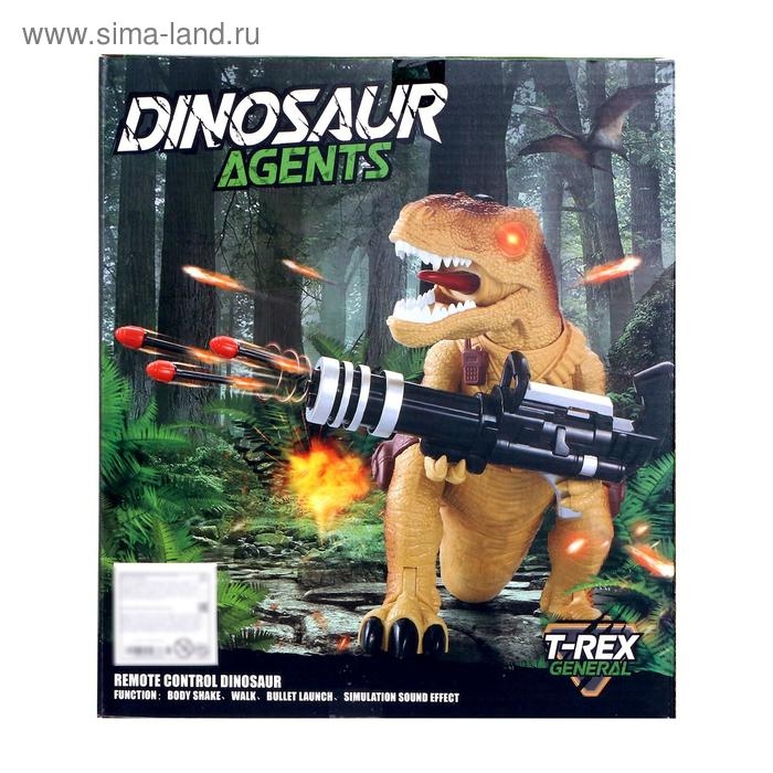 Динозавр радиоуправляемый T-Rex, стреляет ракетами, работает от батареек, МИКС Динозавр радиоуправляемый T-Rex, стреляет ракетами, работает от батареек, МИКС
