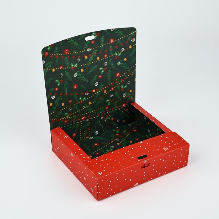 Коробка подарочная новогодняя складная двухсторонняя &laquo;Новогодние истории&raquo;, 20 х 18 х 5 см, БЕЗ ЛЕНТЫ, Новый год
