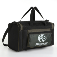 Сумка спортивная мужская на молнии, 3 наружных кармана, средний размер, цвет чёрный/зелёный