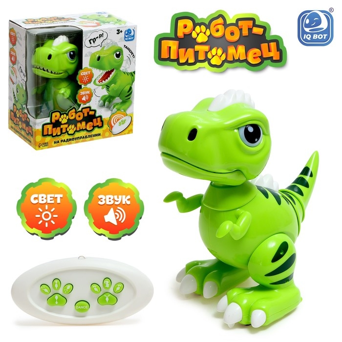 Робот динозавр &laquo;Питомец&raquo; IQ BOT, на пульте управления, интерактивный: звук, свет, танцующий, на аккумуляторе