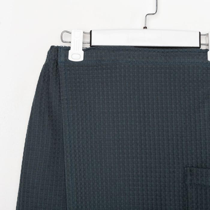 Полотенце банное Этель &laquo;Килт&raquo; с карманом 60*140 см. цв. темно-зеленый металлик, 100% хл, вафля 240 г/м2