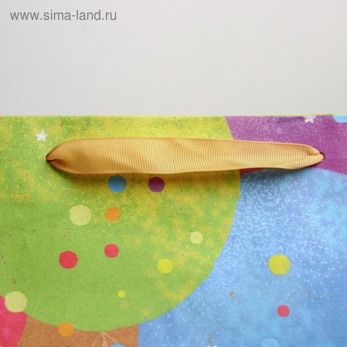 Пакет подарочный крафтовый горизонтальный, упаковка, &laquo;С Днем Рождения!&raquo;, ML 27 х 23 х 11,5 см