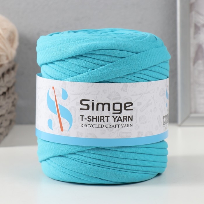 Трикотажная пряжа вторичная 90% хлопок,10% п/э, 100м/450&plusmn;50 гр (бирюза)