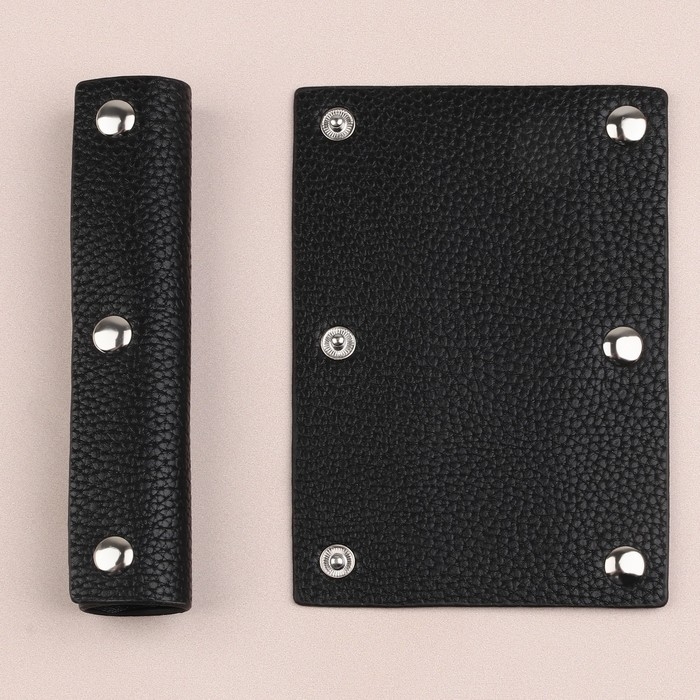 Накладки на ручку для сумки, на кнопках, 13 × 9 см, 2 шт, цвет чёрный Накладки на ручку для сумки, на кнопках, 13 × 9 см, 2 шт, цвет чёрный