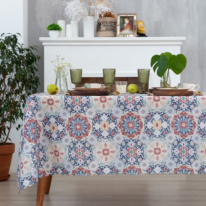 Скатерть Доляна &laquo;Узоры&raquo; 145х250 см, 100% п/э