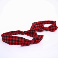 Повязка на голову для мамы и дочки &laquo;Набор для фотосессии: клеточка&raquo;, 2 шт., цв. красный, M&B