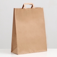 Пакет крафт без печати, плоская ручка 35 х 15 х 45 см, набор 3 шт Пакет крафт без печати, плоская ручка 35 х 15 х 45 см, набор 3 шт