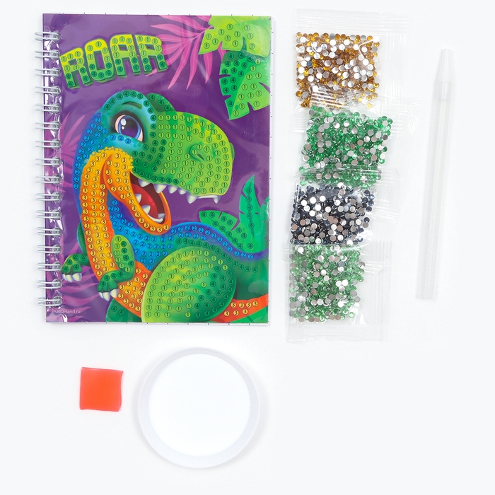 Алмазная мозаика с частичным заполнением для детей на блокноте «Дино», 11 х 15 см, 48 листов Алмазная мозаика с частичным заполнением для детей на блокноте «Дино», 11 х 15 см, 48 листов