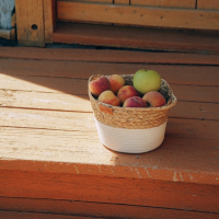 Корзина для хранения ручного плетения SL Home, с ручками, камыш, хлопок, 27&times;20&times;15 см