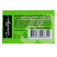 Булавки с цветной головкой GLOBUS, 100 шт., 30 мм Булавки с цветной головкой GLOBUS, 100 шт., 30 мм