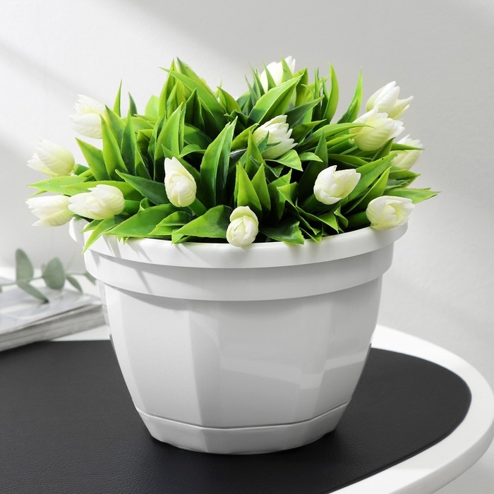 Горшок для цветов с поддоном «Ника», 1,5 л, d=17 см, h=12 см, белый Горшок для цветов с поддоном «Ника», 1,5 л, d=17 см, h=12 см, белый