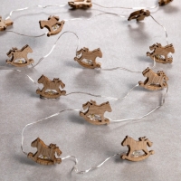 Гирлянда &laquo;Нить&raquo; 2 м роса с насадками &laquo;Лошадка&raquo;, IP20, серебристая нить, 20 LED, батарейки ААх2 (нет в комплекте), свечение тёплое белое